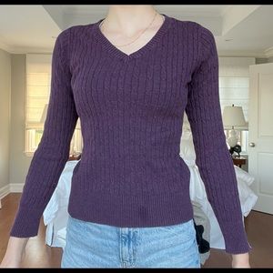Dark Purple Cableknit Sweater
